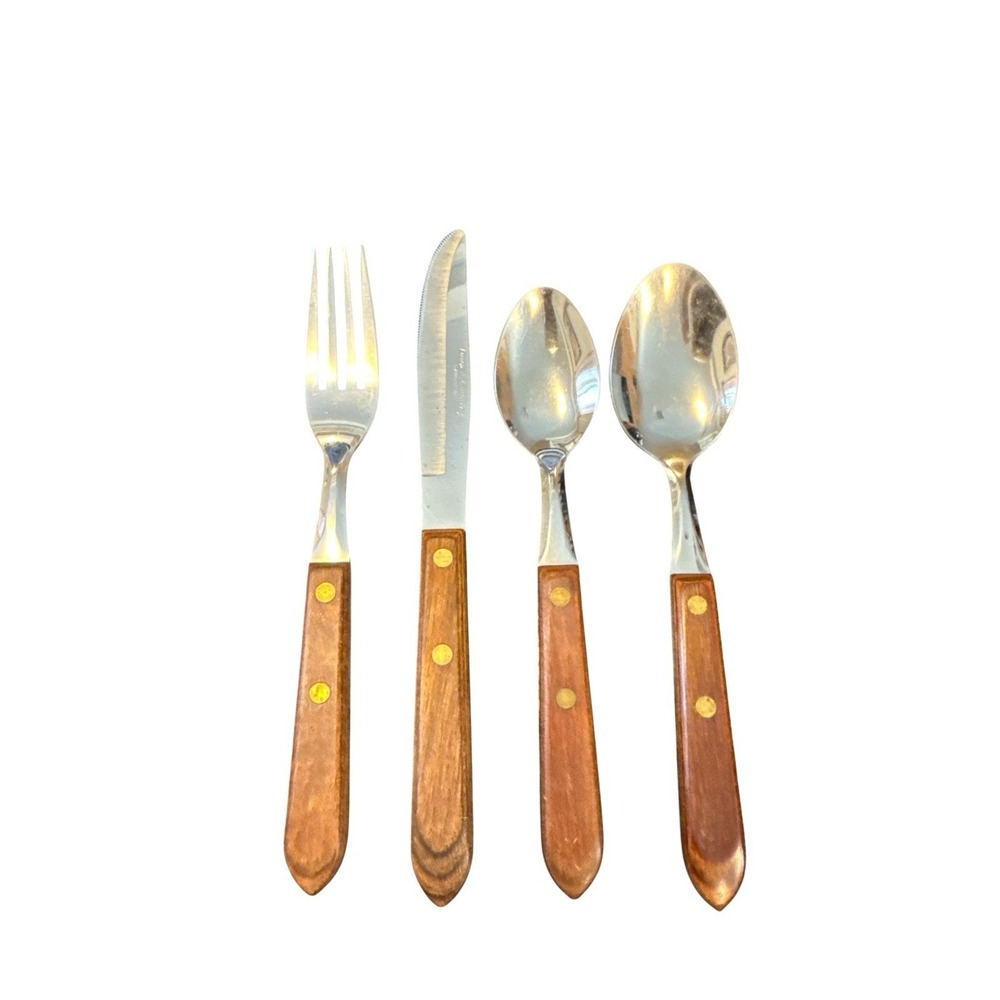 Washington Forge TOWN & COUNTRY Stainless Wood Flatware Farmhouse 41 pc Set USA